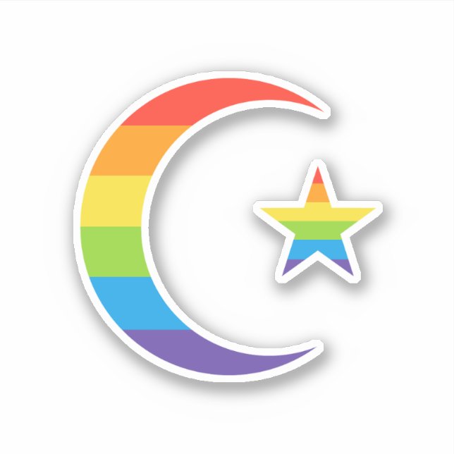 Sticker Islam Crescent & Star Muslim LGBTQ Gay pride Drape (Devant)