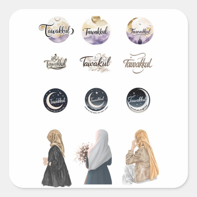 Sticker islamique de Tawakkul Fixer Musulman inspi (Devant)