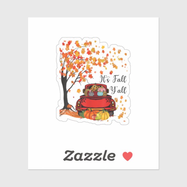 Sticker It’s Fall Y’all Pumpkin Leopard Fall Season Autumn (Feuille)