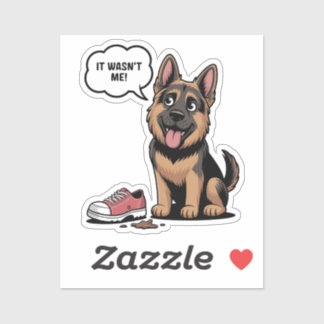 Sticker It Wasn't Me Funny German Shepherd Puppy Destroyed