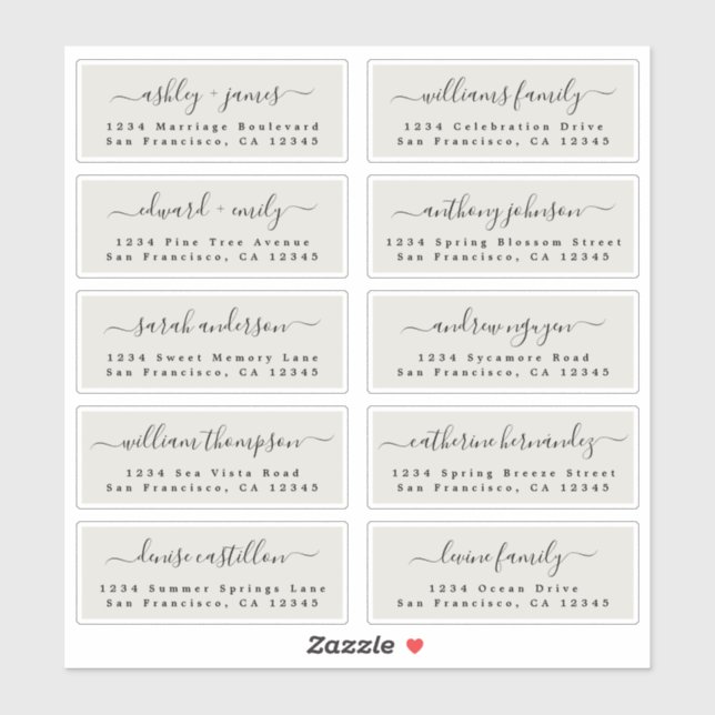 Sticker Ivory Wedding Guest Address Labels (Feuille)