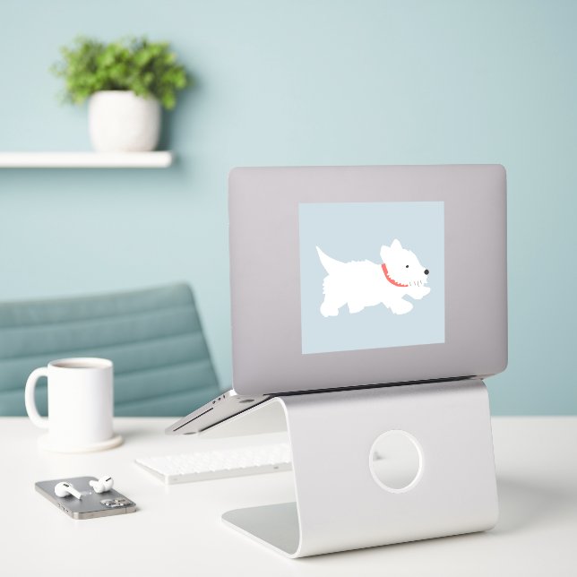 Sticker Izzie Le Westie (Ordinateur portable sur le bureau)