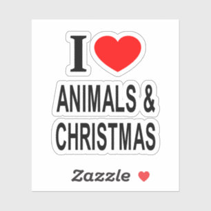 Sticker J'❤️ ANIMAUX ET NOËL J'AIME LES ANIMAUX ET CH Viny