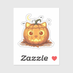Sticker Jack-O’ Fold - Scottish Fold Cat Face Jack-o’-Lant