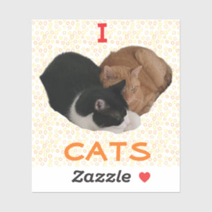 Sticker J'adore les chats avec un cœur de chat