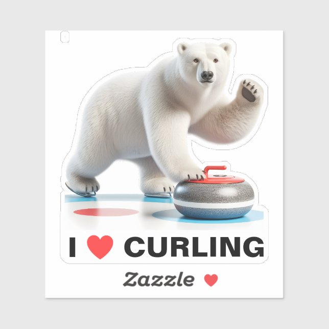 Sticker J'adore l'ours polaire curling (Feuille)
