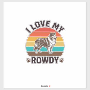 Sticker J'adore mon design de chien Colley vintage tapageu