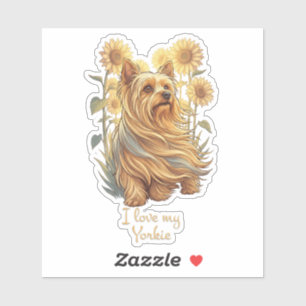 Sticker J'adore mon Yorkie – Tournesol Vintage Amoureux de
