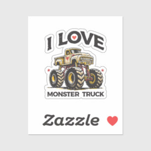 Sticker J'aime Camion Monster