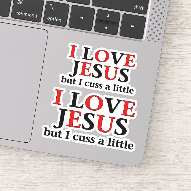 Sticker J'aime Jésus, mais j'ai un peu de Coupe de Contour (Détail)