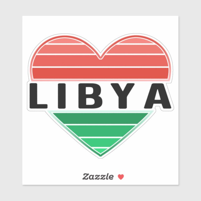 Sticker J'aime la Libye, le coeur libyen (Feuille)