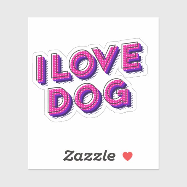 Sticker J'aime le chien (Feuille)