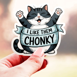 Sticker J'aime les chats dodus drôle vinyle