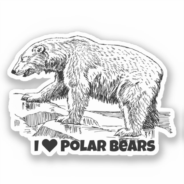 Sticker J'Aime Les Ours Polaires (Recto)