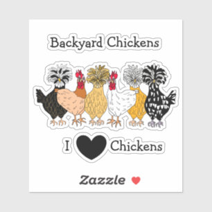 Sticker J'aime les poulets dessinés à la main Jardin Pou