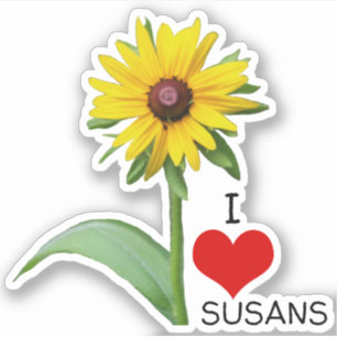 Sticker J'aime les Susans Rudbeckia Flower and Heart