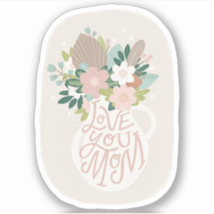 Sticker J'aime maman. Mignonne lettre florale aux mères jo