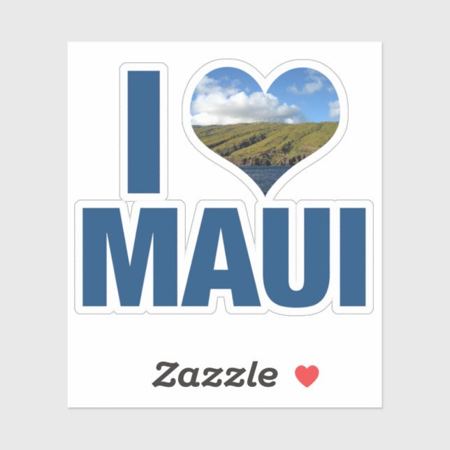 Sticker J'aime Maui Hawaii (Feuille)