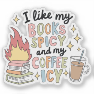 Sticker J'aime mes livres épicés et mon café glacé