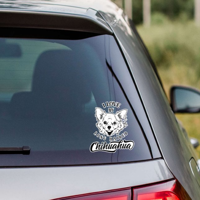 Sticker J'Aime Mes Longs Cheveux Chihuahua Vinyl (Créateur téléchargé)