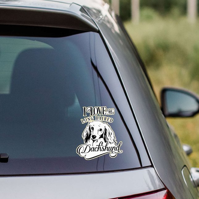 Sticker J'Aime Mes Longs Cheveux Dachshund Vinyl (Créateur téléchargé)