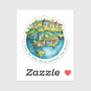 Sticker J'aime mes pots de stylo dans le monde