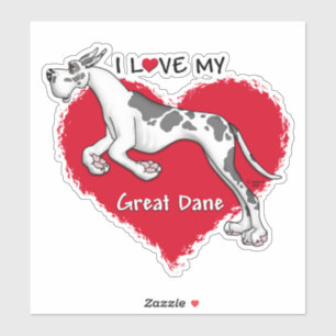 Sticker J'aime mon arlequin grand Danois