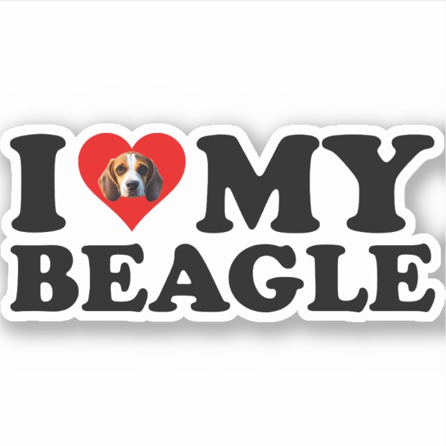 Sticker J'aime mon Beagle (Devant)