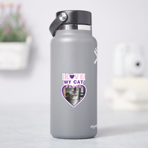 Sticker J'aime mon chat rose Coeur Photo Nom de l'animal