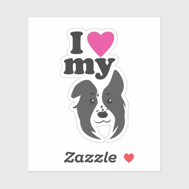 Sticker J'Aime Mon Chien (Feuille)