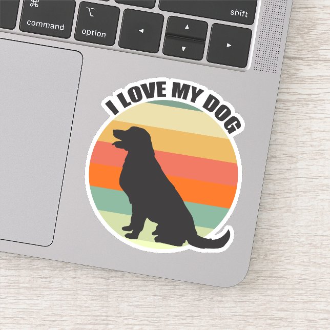 Sticker J'Aime Mon Chien Mignonne Golden Retriever Sunset (Détail)