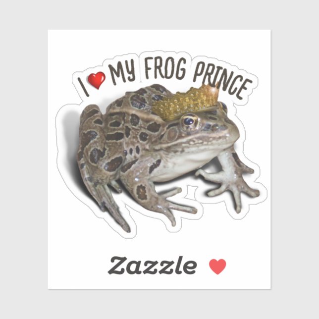 Sticker J'Aime Mon Prince De Grenouille (Feuille)