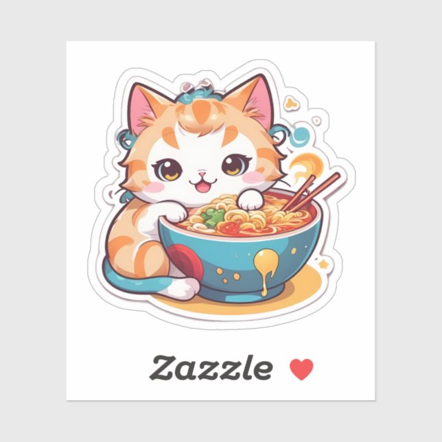 Sticker J'Aime Vraiment Ramen Kitten (Feuille)