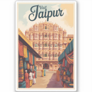 Sticker Jaipur Inde Hawa Mahal Illustration Art Voyage