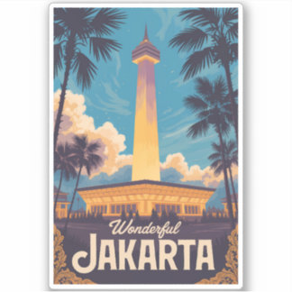 Sticker Jakarta Indonesia Illustration Travel Art Vintage
