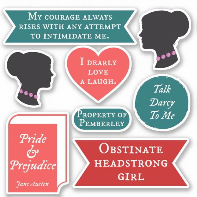 Sticker Jane Austen Fierté et préjugés Citations Girl Powe (Devant)