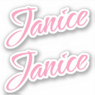 Sticker Janice Nom décoratif en rose x2