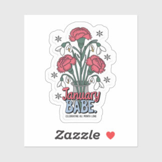 Sticker Janvier bébé célébrant tout le mois fleur de naiss