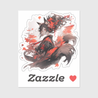 Sticker Japon Yokai Art-Fox filles