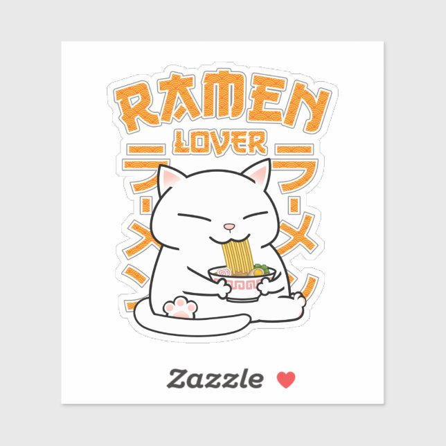 Sticker Japonais Ramen Chat Ramen Lover (Feuille)
