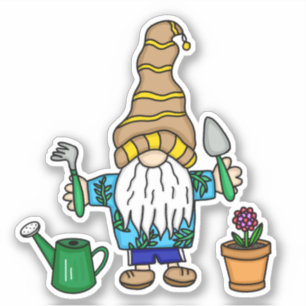 Sticker Jardin Gnome Cute Main dessinée