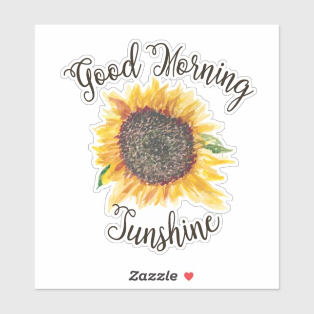 Sticker Jaune Brun Tournesol Bonjour Ensoleillement (Feuille)