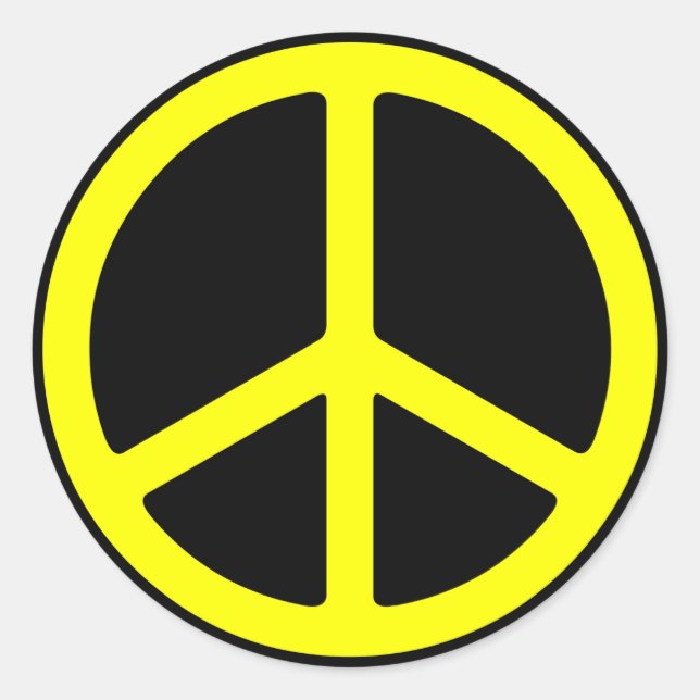 Sticker Jaune sur Signe de Paix Noire (Devant)