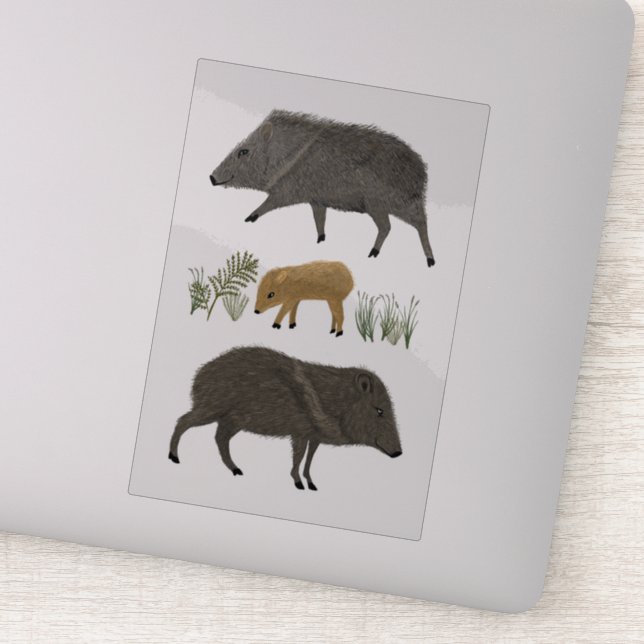Sticker Javelina Family Portrait Crayon couleur Art (Détail)