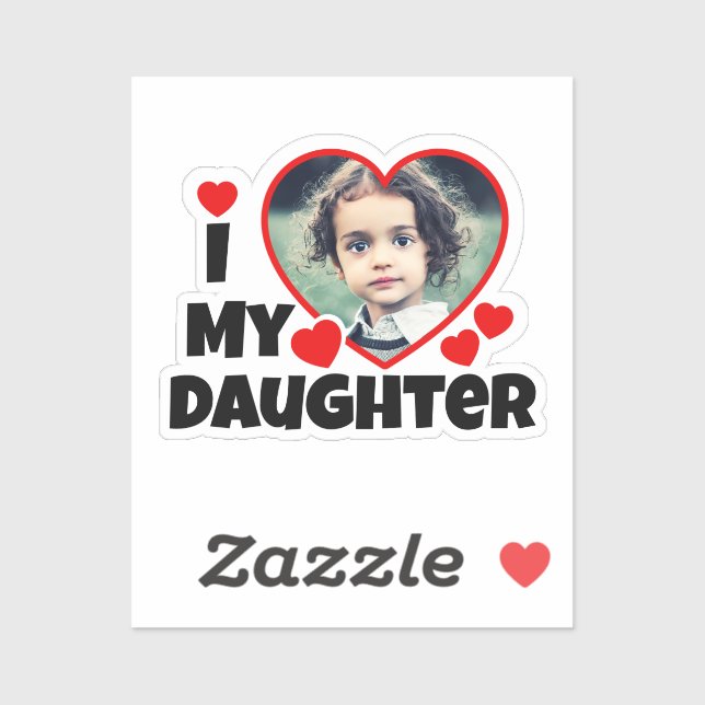 Sticker J'Coeur Ma Fille Photo Personnalisée Coupe Vinyl (Feuille)