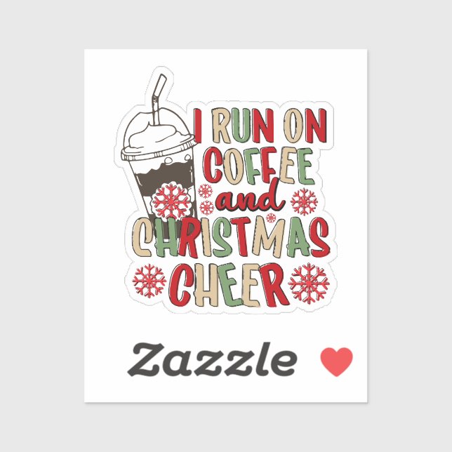 Sticker Je cours sur le café et la fête de Noël (Feuille)