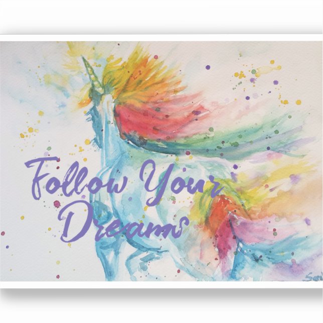 Sticker Je Crois En Unicorns Rainbow Suivez Vos Rêves (Recto)