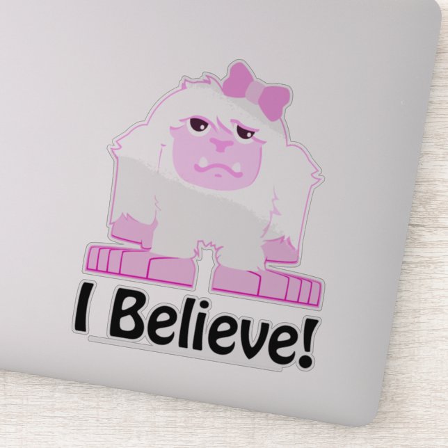 Sticker Je Crois Mignonne Cartoon Girl Yeti (Détail)