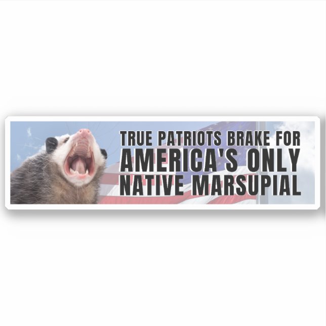 Sticker Je freine pour le seul marsupial natif d'Amérique  (Devant)