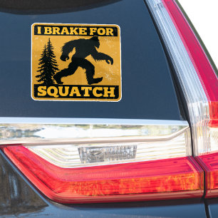 Sticker Je freine pour Squatch Rétro Bigfoot Jaune Drôle